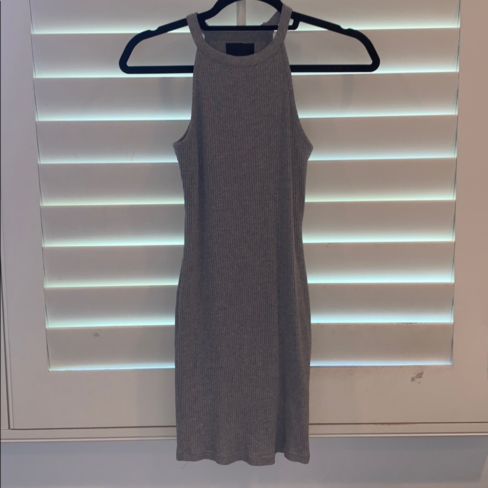 Gray ribbed tight dress